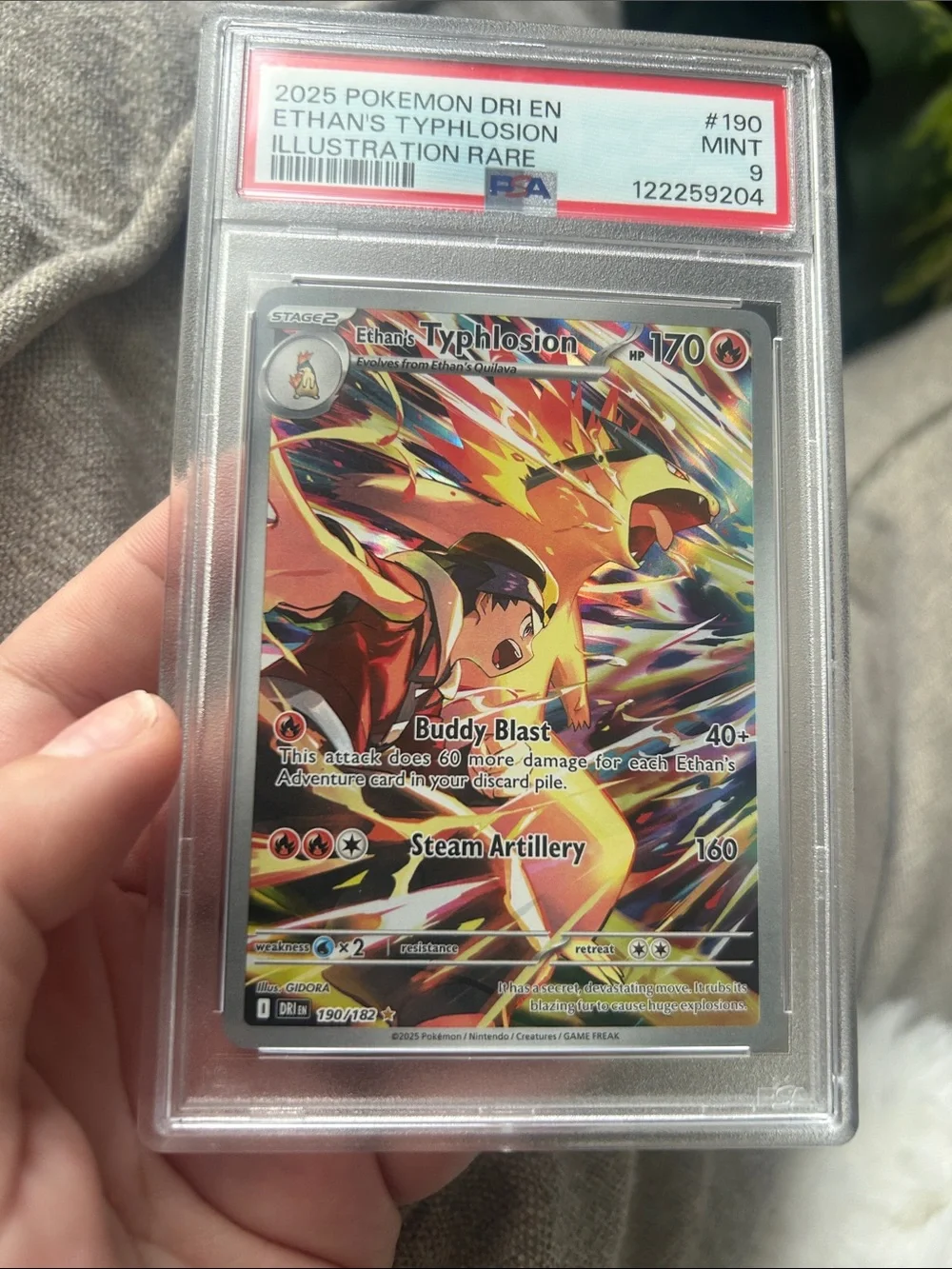 2025 Pokemon PSA 9 Ethan's Typhlosion Illustration Rare Destined rivals #190